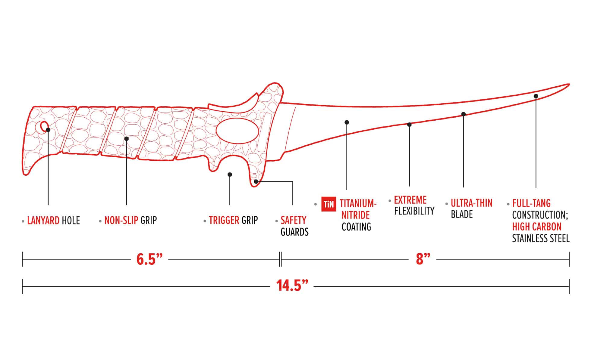 Bubba Blade 8" Whiffie Super Flex Fillet Knife