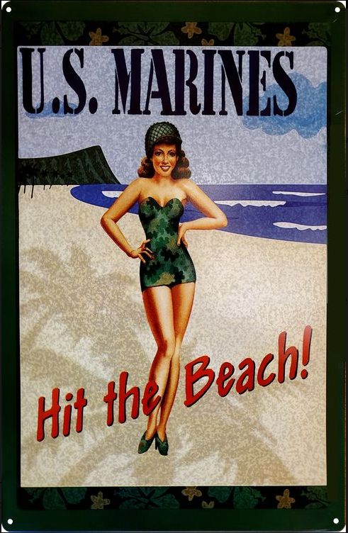 Marines Hit The Beach Metal Sign