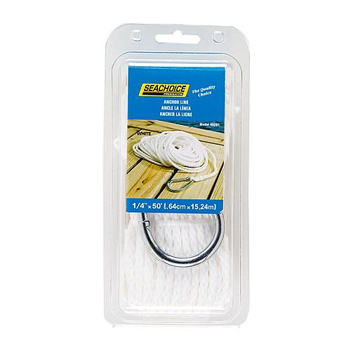 Seachoice Hollow Braid Polypropylene Anchor line 1/4" x 50'