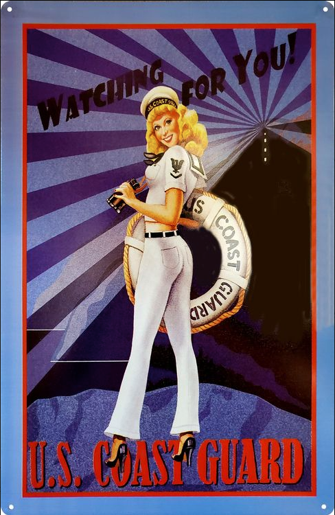 Coast Guard Girl - Watching for You Metal Sign